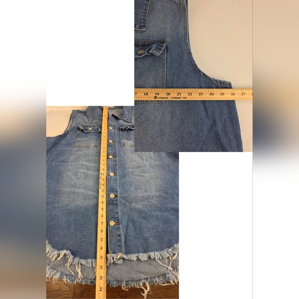 SHEIN Curve 3X Frayed Denim Vest 3325-i - Picture 4 of 6